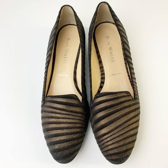 Ron White Black/Gold Women’s Slip-on Flats Cushioning Construction Size 7 - Picture 2 of 8